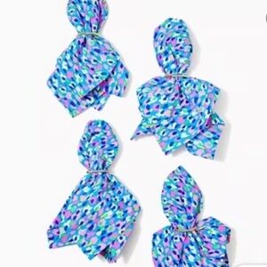 Lilly Pulitzer Cloth Napkins in Gold Bamboo Rings